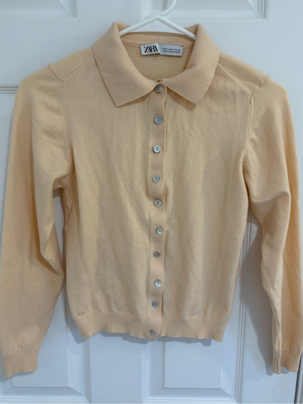 ZARA Peach Button-Up Polo Cardigan